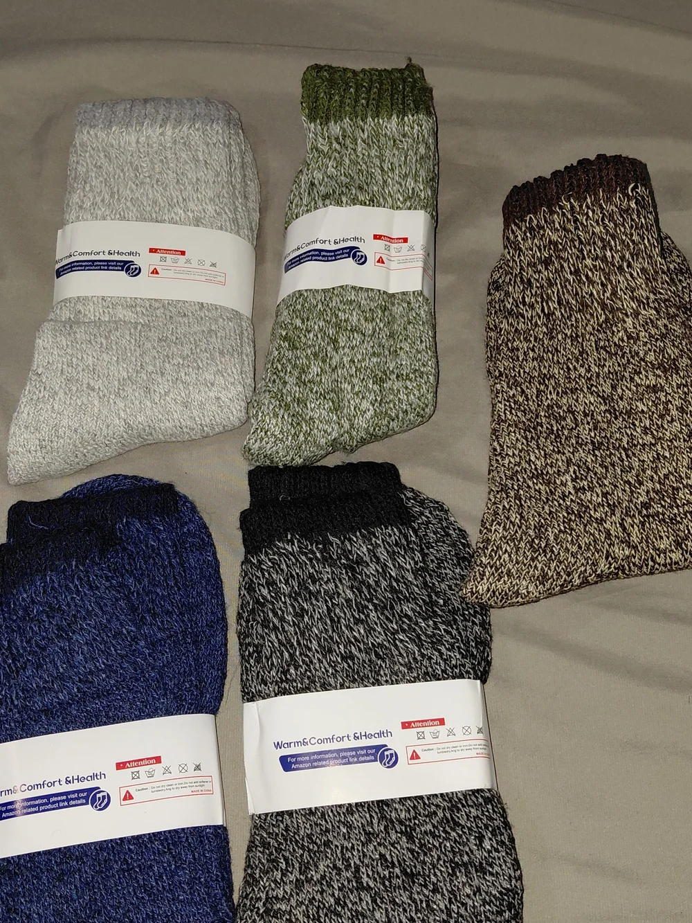 5-Pack Merino Wool Socks - Warm Winter Thermal Socks